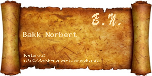 Bakk Norbert névjegykártya